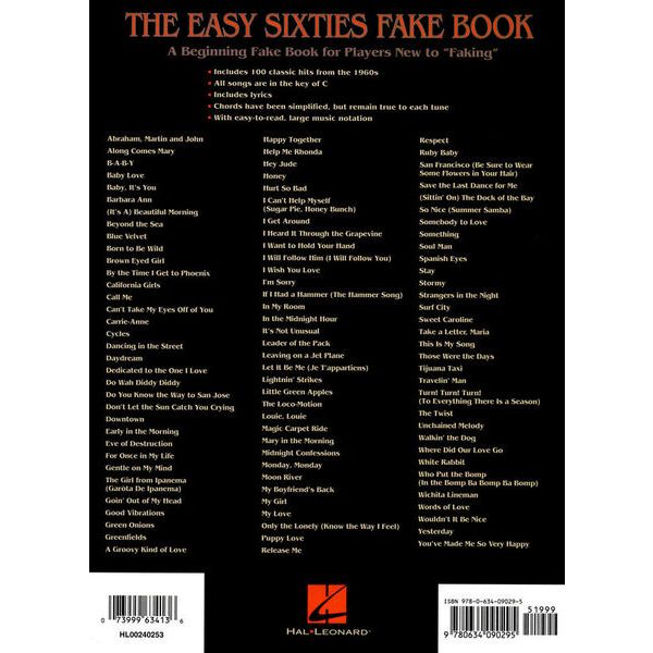 Hal Leonard The Easy Sixties Fake Book Thomann UK