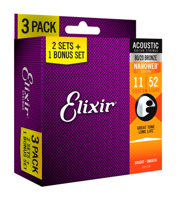 Elixir Nanoweb Custom Light Acou- 3P