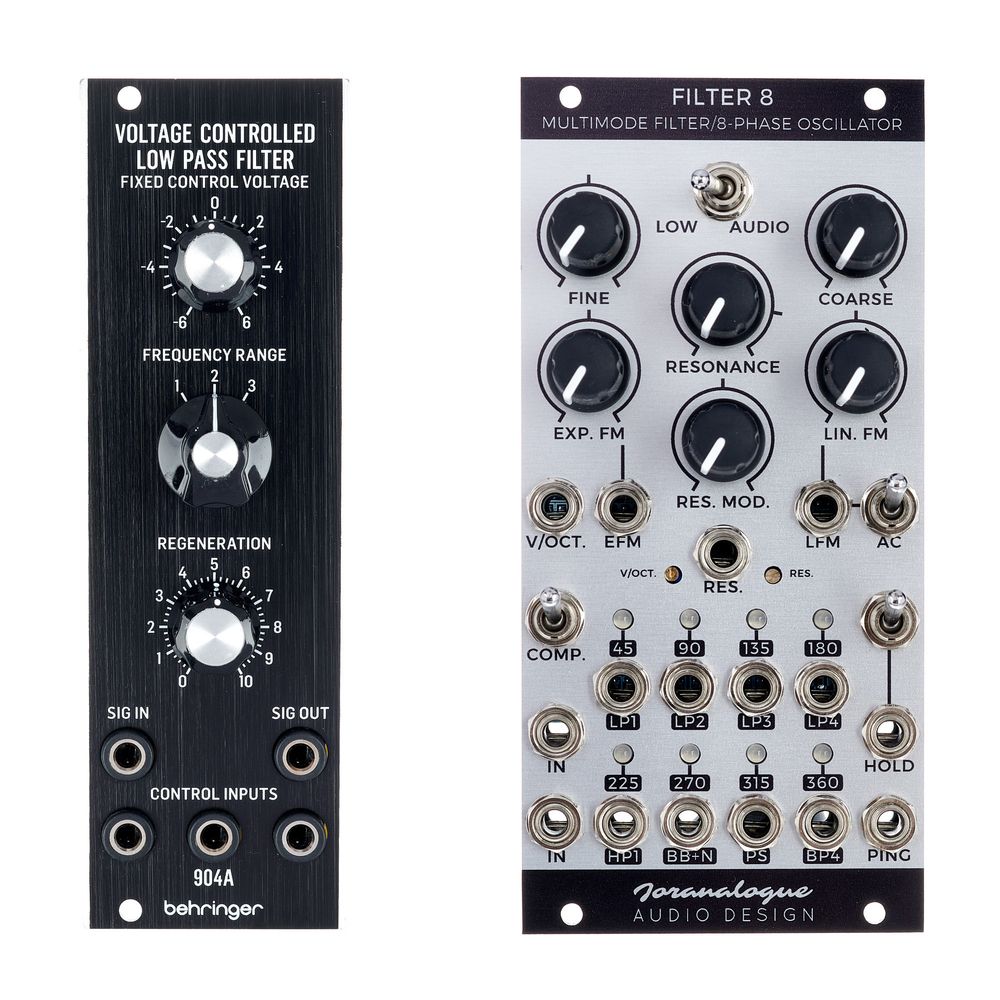Zwei analoge Filter unterschiedlicher Komplexität: der Behringer 904A und der Joranalogue Filter 8.]