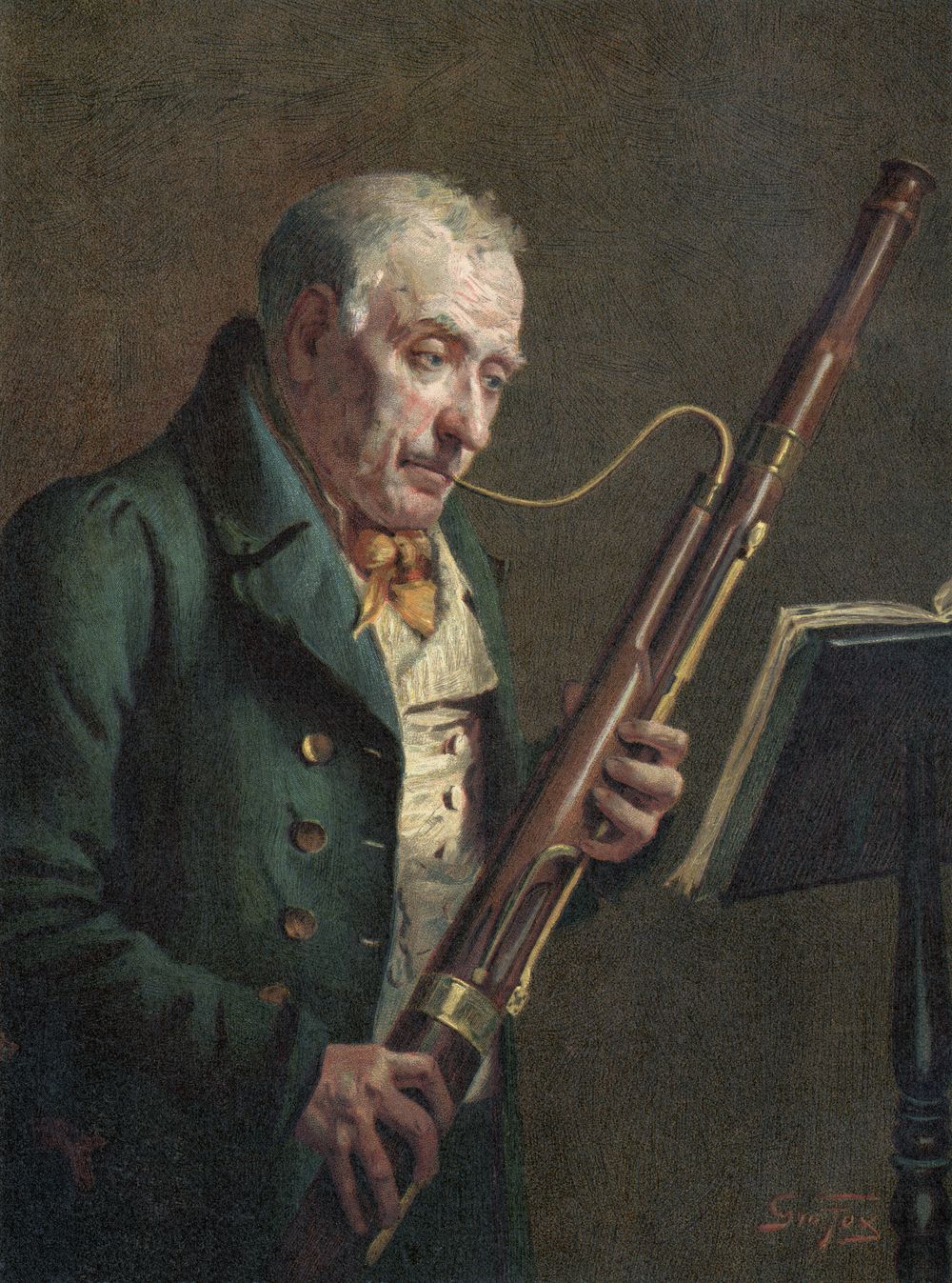 Viktorianischer Mann spielt die Fagott