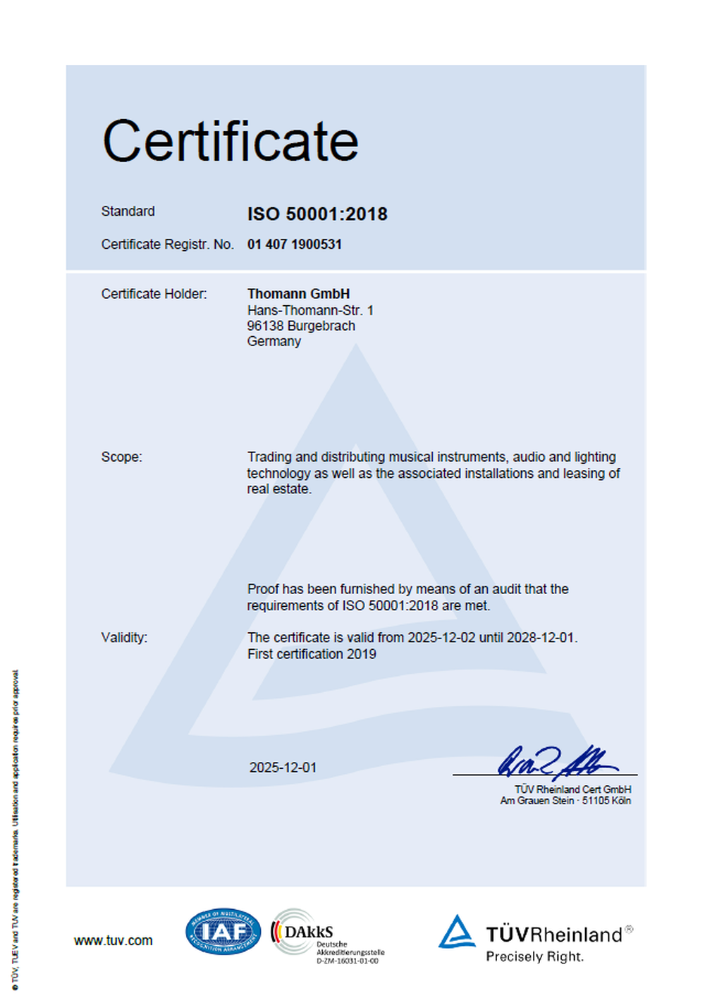 ISO 50001 Certificate 2028