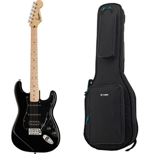 Squier Sonic Strat HSS Black Bundle