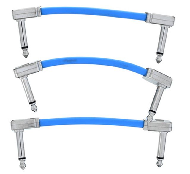 Ernie Ball Flat Patch Cable 3" blue set