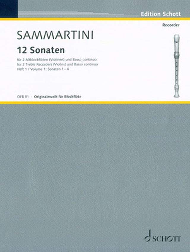 Schott Sammartini 12 Sonaten Heft 1