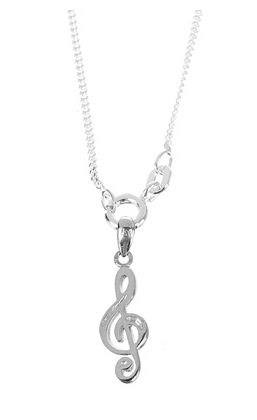 925 Silber Plektrum Kette 45cm x 1,2 mm mit Western Gitarrre Design gelasert