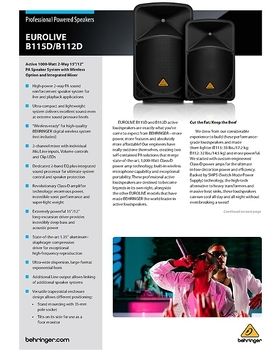 behringer eurolive b112d specs