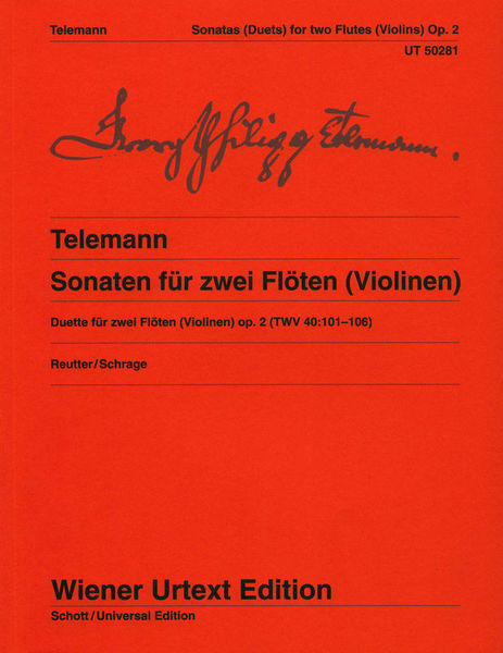 Wiener Urtext Edition Telemann Sonatas Flutes Op.2