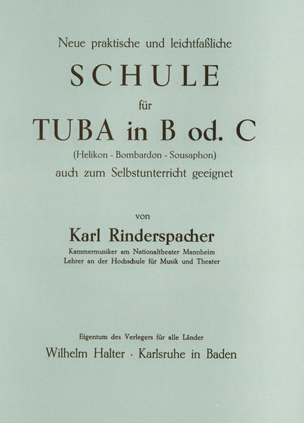 Musikverlag Wilhelm Halter Rinderspacher Tuba Bb or C