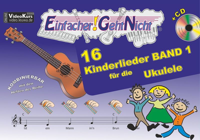 LeuWa-Verlag 16 Kinderlieder Ukulele Band 1