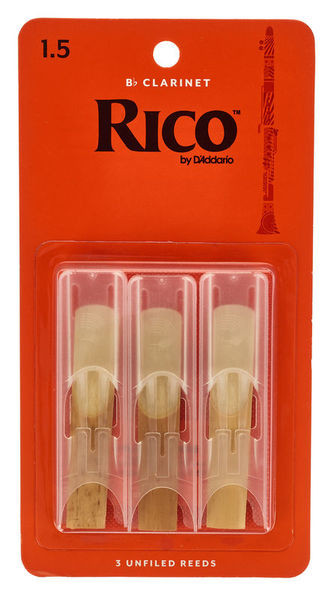 DAddario Woodwinds Rico Bb- Clar 1.5 - 3-Pack