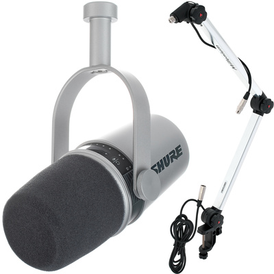 Shure MV 7 Silver Stand Bundle