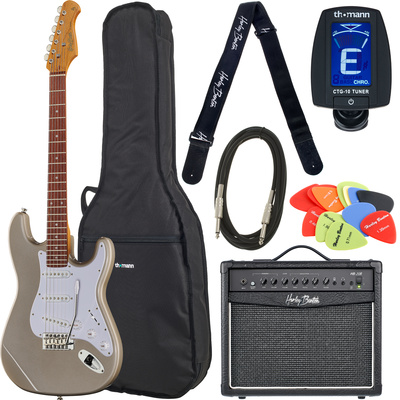 Harley Benton ST-62CC Inca Silver Bundle