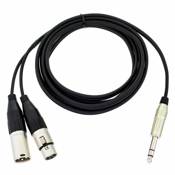 6,3 mm Stereo-Klinke auf 2x Cinch Y-Kabel länge 2m Audio Splittkabel Insertkabel 