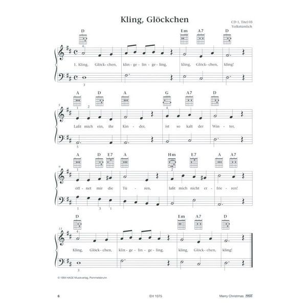Hage Musikverlag Merry Christmas PVG Thomann Elláda