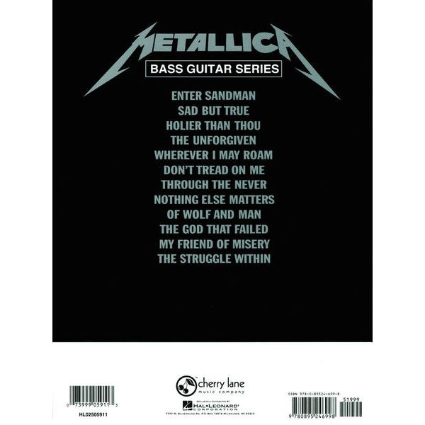 Cherry Lane Music Company Metallica Black Album Bass