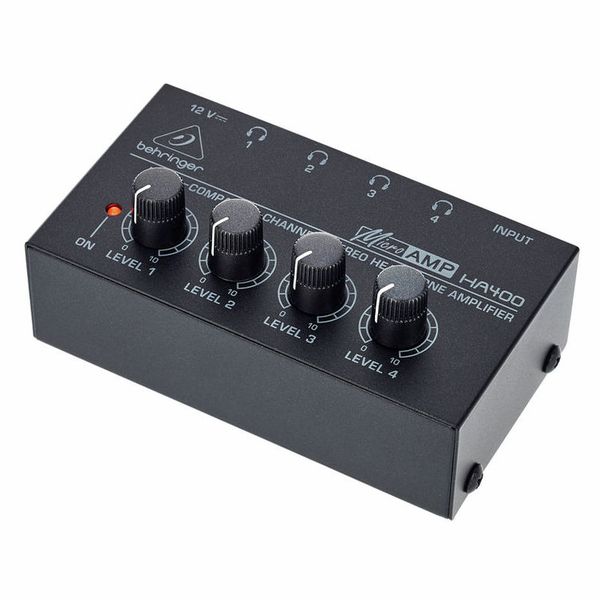 Behringer Behriner Microamp HA400 Black Ultra-Compact 4 Channel Stereo Headphone Amplifier 