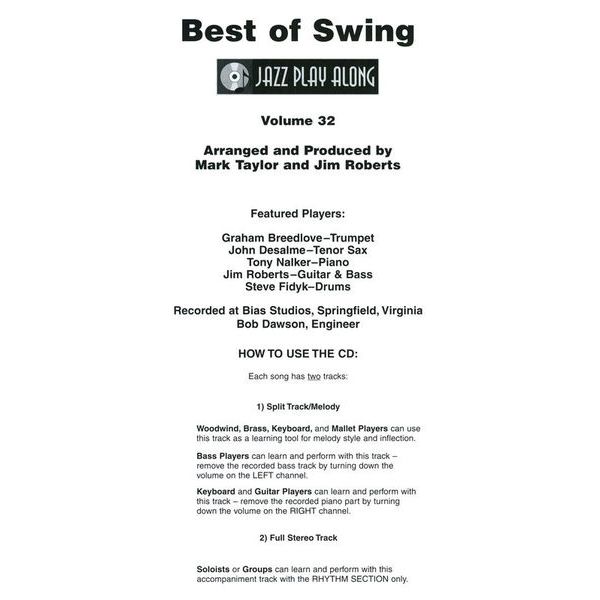 Hal Leonard Jazz Play-Along Best Of Swing