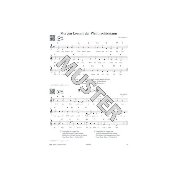 Hage Musikverlag Merry Christmas Bb