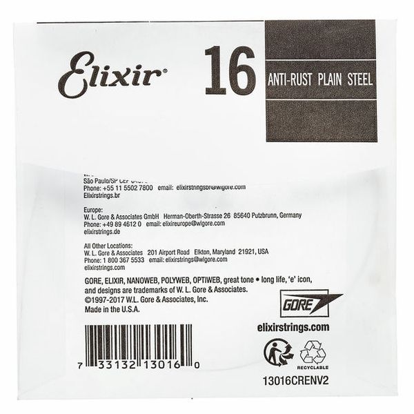 Elixir .016 Plain Steel