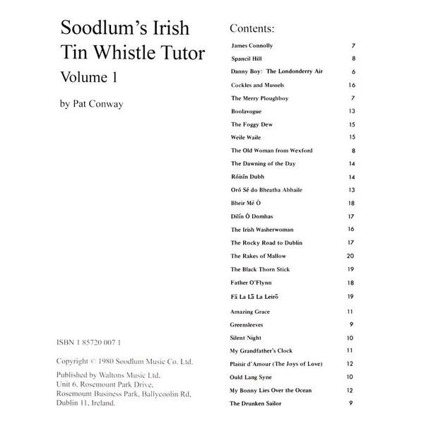 Waltons Irish Music Soodlum's Irish Tin Whistle