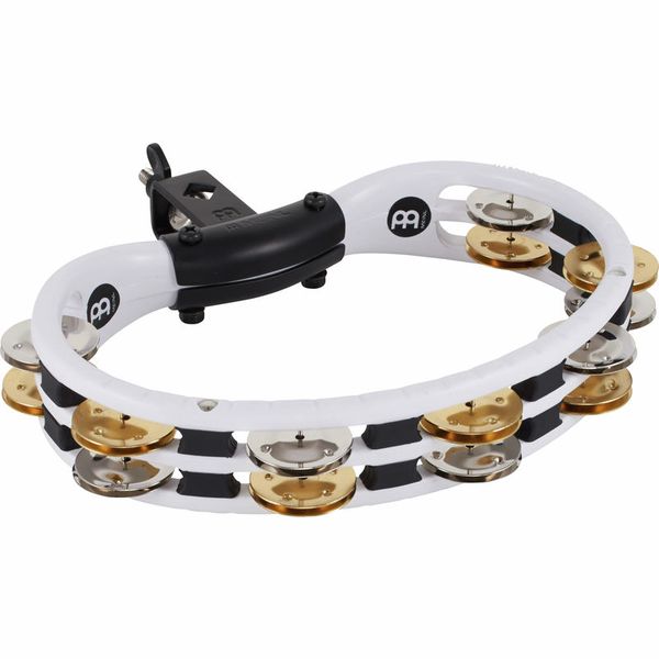 Meinl Percussion TMT2B-BK Mountable ABS Plastic Tambourine with Double Row Brass Jingles Black 