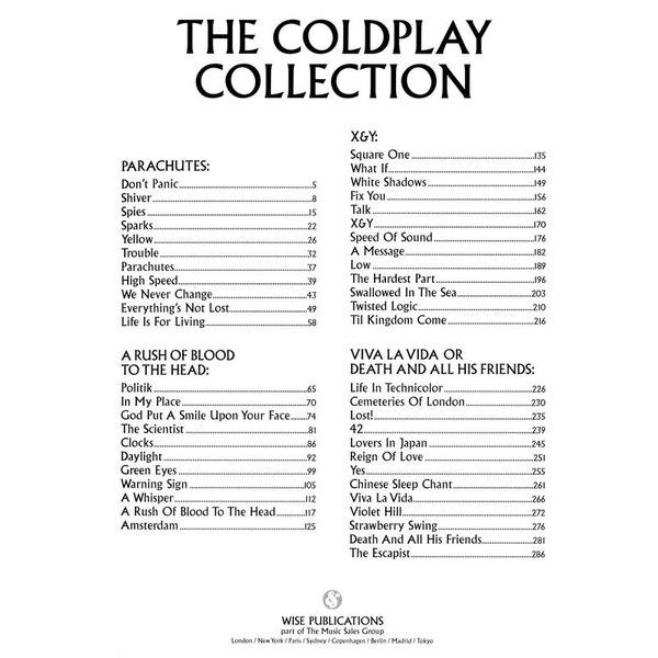 Wise Publications The Coldplay Collection