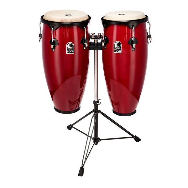 Red Toca Synergy Wood Conga Set w/ Double Stand 