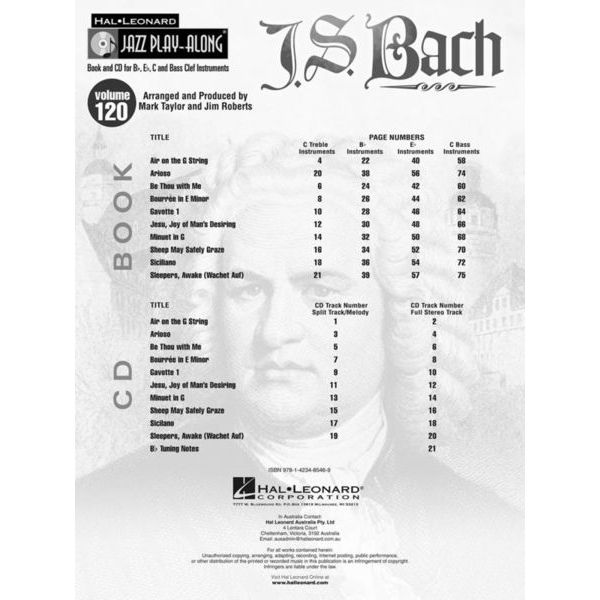 Hal Leonard Jazz Play-Along J.S.Bach