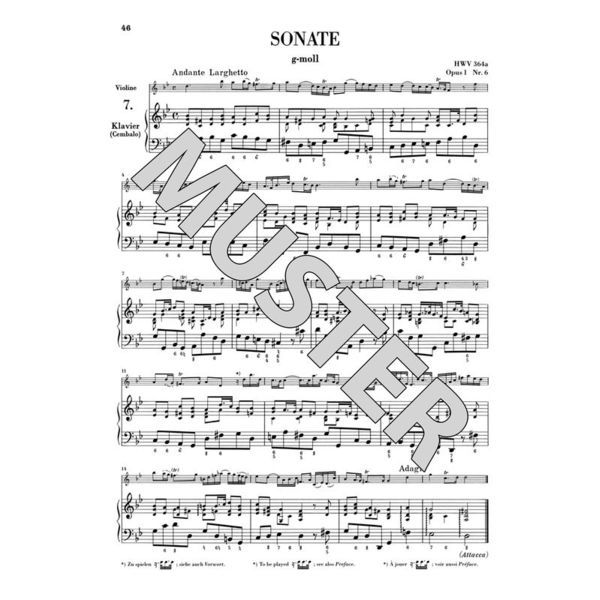 Henle Verlag Händel Sieben Sonaten Violin
