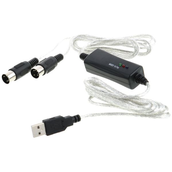 MIDI USB Adapter mit LED DigitalLife USB zu MIDI 5 Polig In/Out Konverter Kabel für MIDI Controller/E Piano auf PC/Mac USB MIDI Interface Kabel 