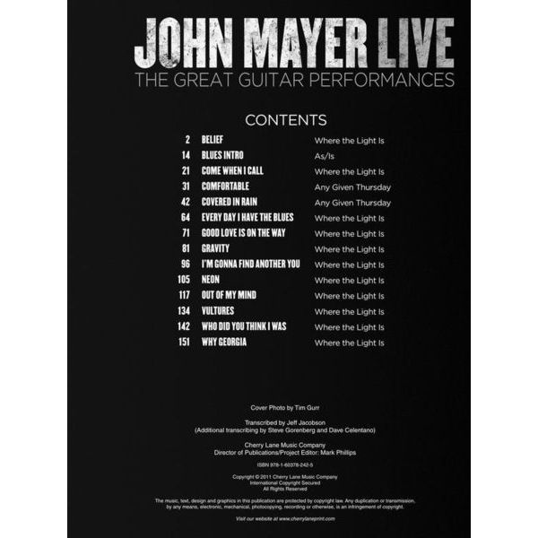 Hal Leonard John Mayer Live
