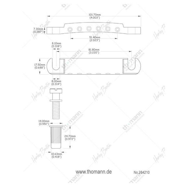 Harley Benton Parts Stop Bar Tailpiece GD