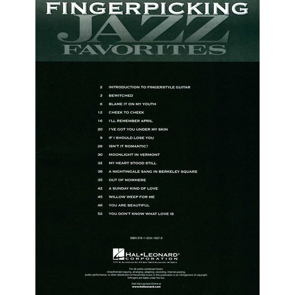 Hal Leonard Fingerpicking Jazz Favorites