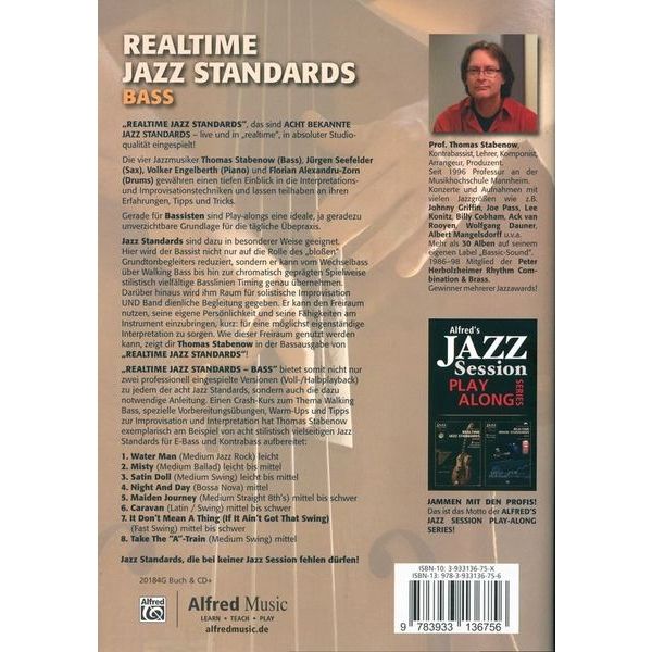 Alfred Music Publishing Realtime Jazz Standards Bass – Thomann UK