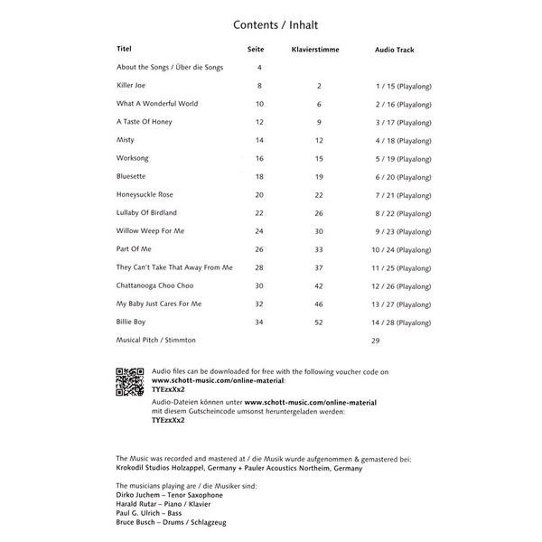 Schott Jazz Standards Tenor Saxophone Thomann France