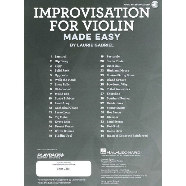 Hal Leonard Improvisation For Violin