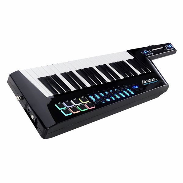 Alesis Vortex Wireless 2 8 Pads Sensibles à la Vélocité et Suite de Logiciels Professionnels Keytar Synthétiseur / Clavier Maître sans-Fil avec Ports USB et MIDI 37 Touches Taille Piano 
