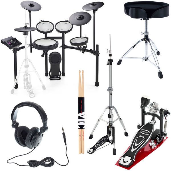 Roland TD-17KV Electronic Drum Set Bundle with 4 Pairs of Drumsticks and Drum Throne 