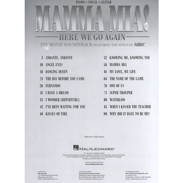 Hal Leonard Mamma Mia! – Here We Go Again