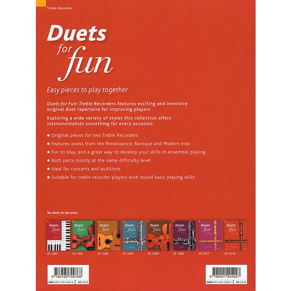 Schott Duets for Fun Treble Recorder Thomann UK