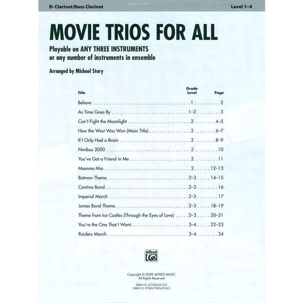 Alfred Music Publishing Movie Trios For All Clarinet