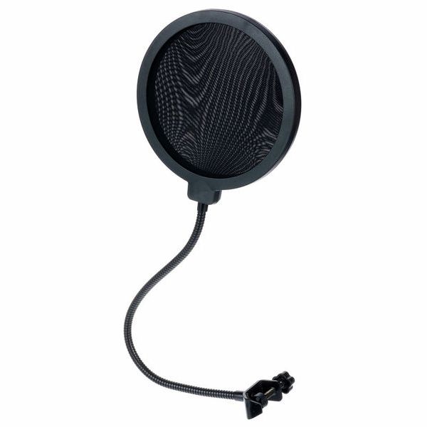 Doppelt bespannter Popkiller mit Schwanenhals für Studio-Mikrofone in schwarz 