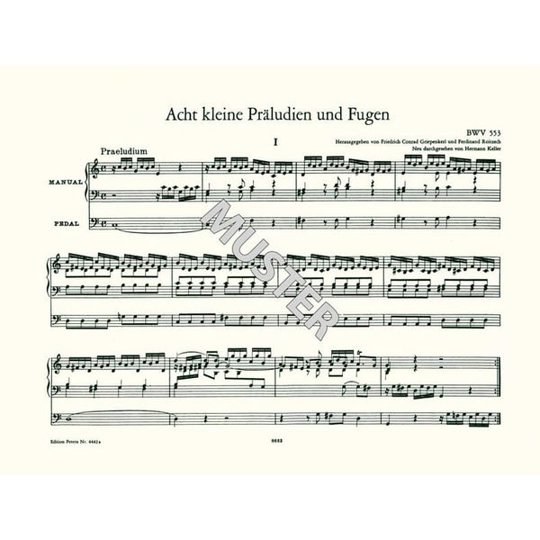 Edition Peters Bach 8 kleine Präludien Orgel