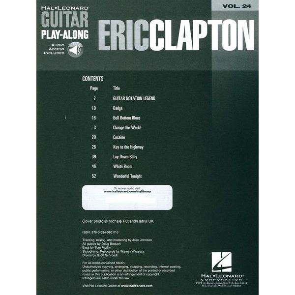Hal Leonard Guitar Play-Along Eric Clapton