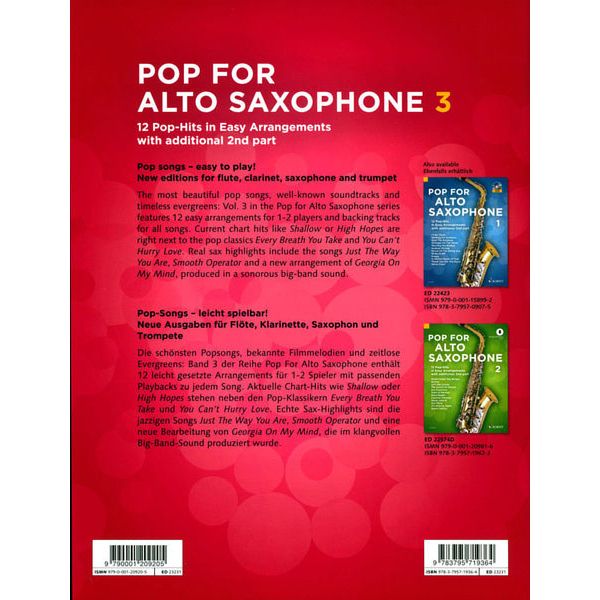 Schott Pop For Alto Saxophone 3