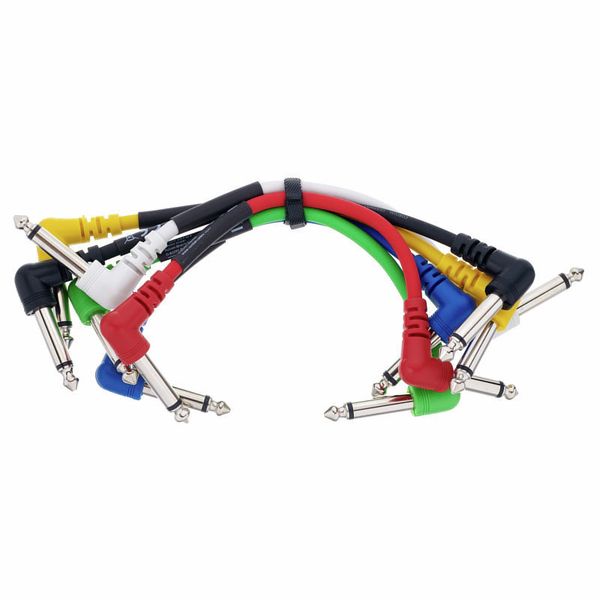 6 Coloured 6.3mm Jack Guitar Patch Leads 0.6m 1/4