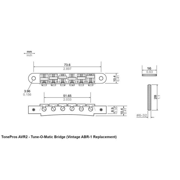 TonePros AVR2G N Tune-O-Matic Bridge