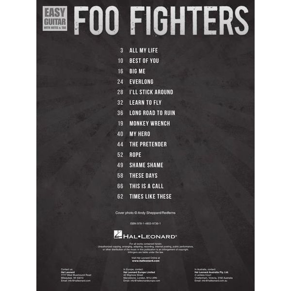 Hal Leonard Foo Fighters Easy Guitar Tab