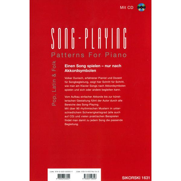 Sikorski Musikverlage Song-Playing Patterns Piano