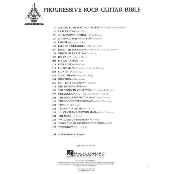 Hal Leonard Progressive Rock Guitar Bible